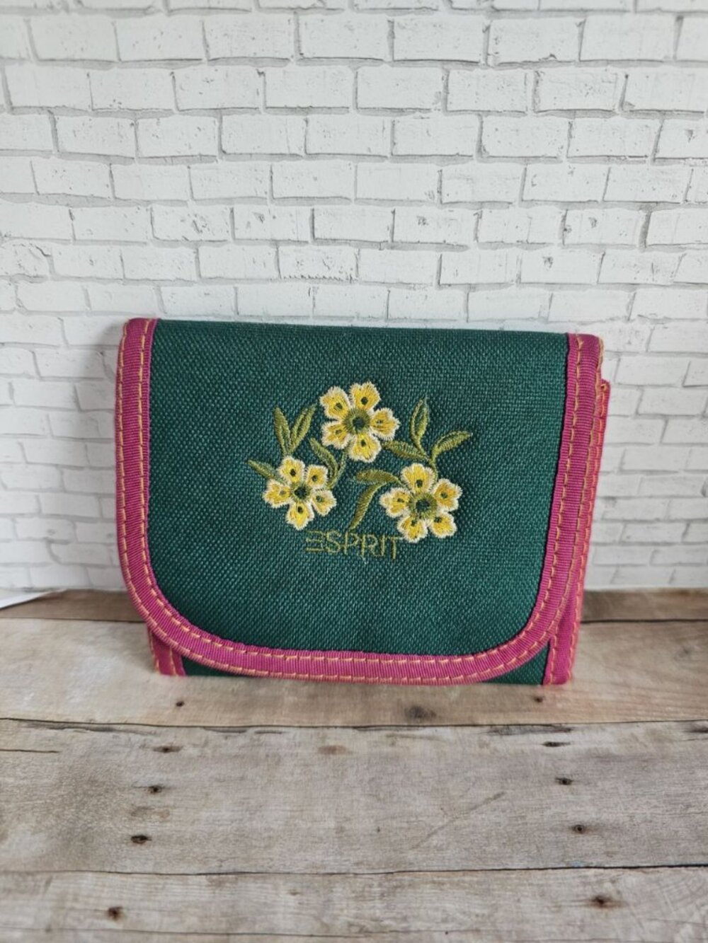 Esprit Unisex Y2K Floral Embroidered Canvas Bifold Wallet Archival Rare Bohemian - Picture 2 of 6
